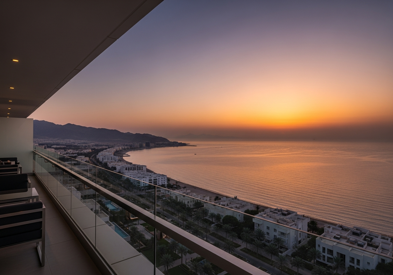 Muskat'ta Umman sahillerine panoramik deniz manzaralı satılık lüks penthouse daire