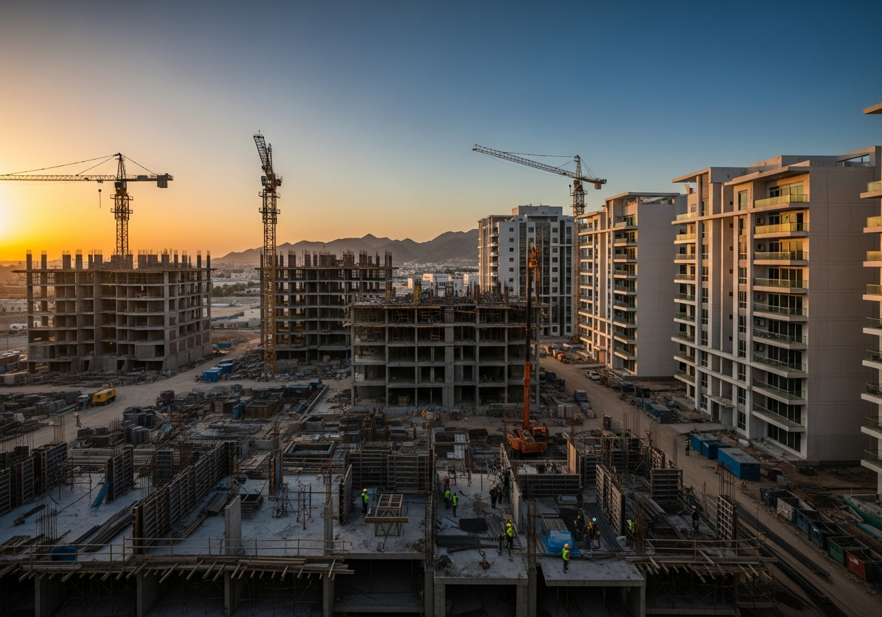 Un complexe résidentiel haut de gamme comprenant des appartements et des villas parmi les biens immobiliers en cours de construction à vendre à Mascate.
