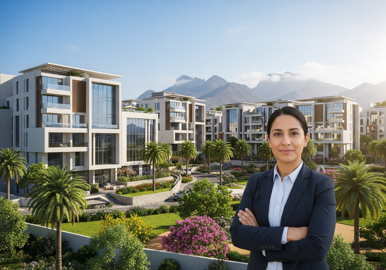 مشروع سكني قيد الإنشاء يضم شقق وفلل متنوعة للبيع في مدينة صلالة بسلطنة عمان.