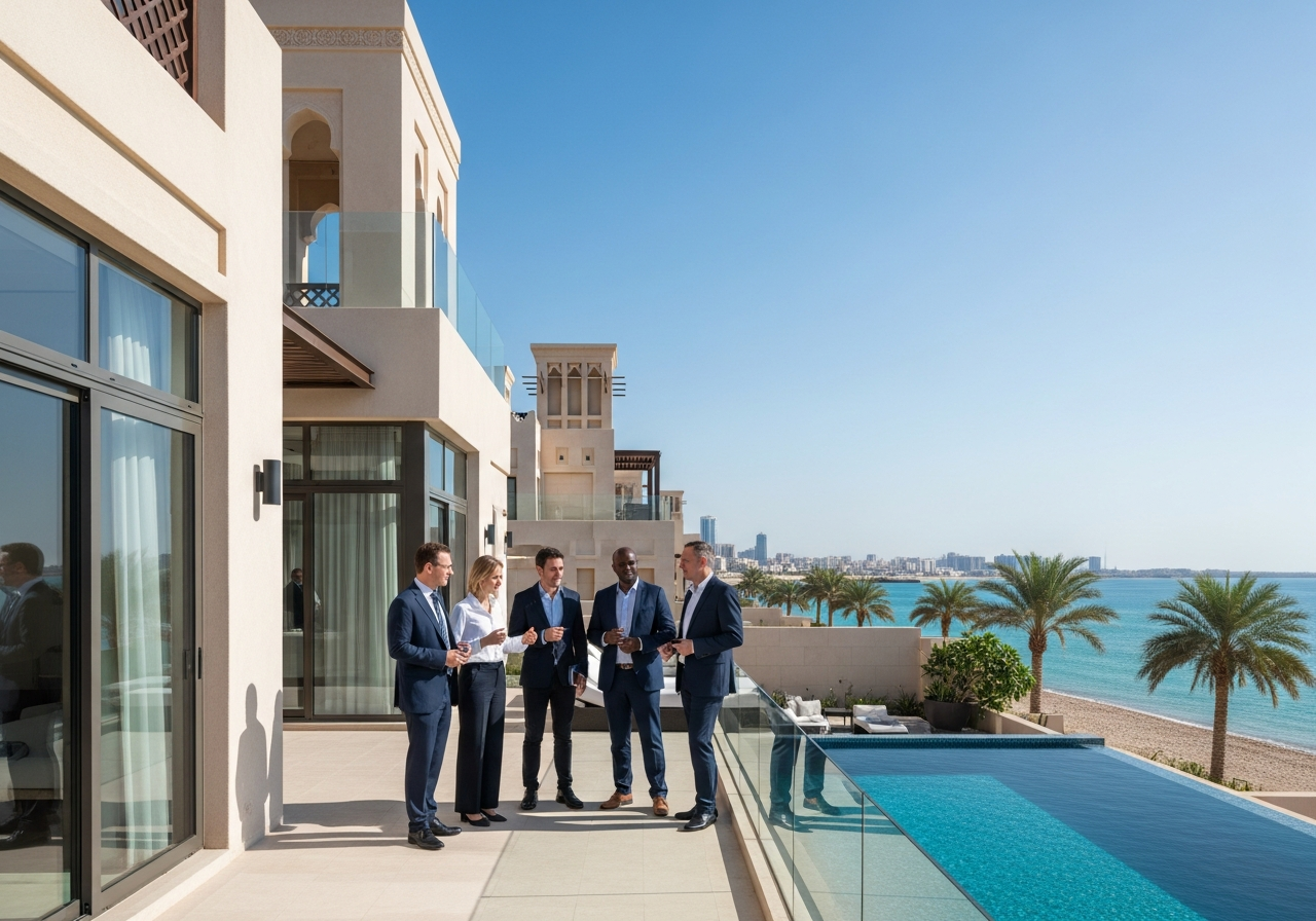 Façade d’un projet immobilier moderne destiné aux étrangers à Sohar montrant le design contemporain des villas résidentielles