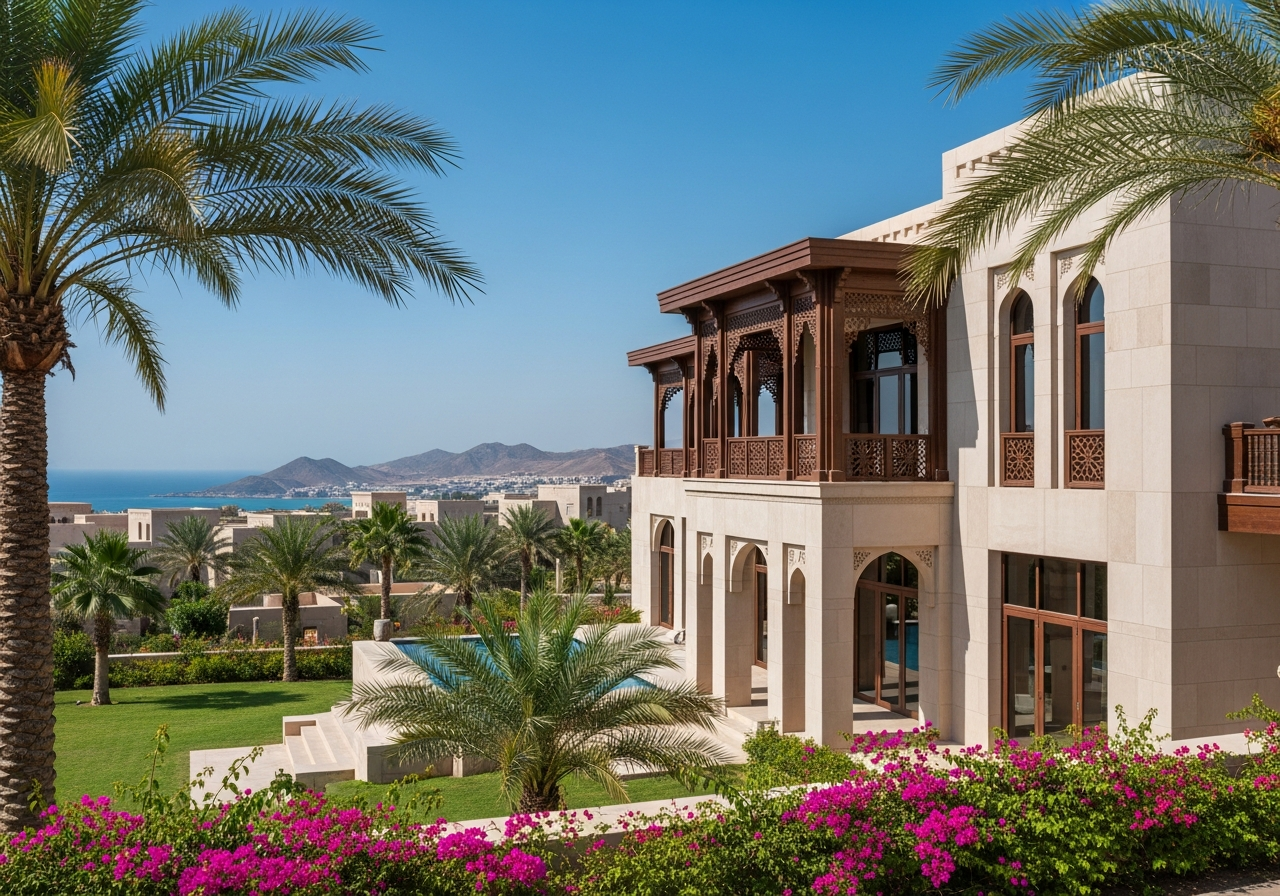 Luxury freehold villa in the Sultanate of Oman within an integrated residential complex with garden and pool